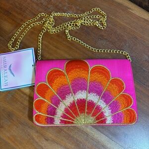 Shiraleah Vibrant Pink and Orange Clutch crossbody NWT